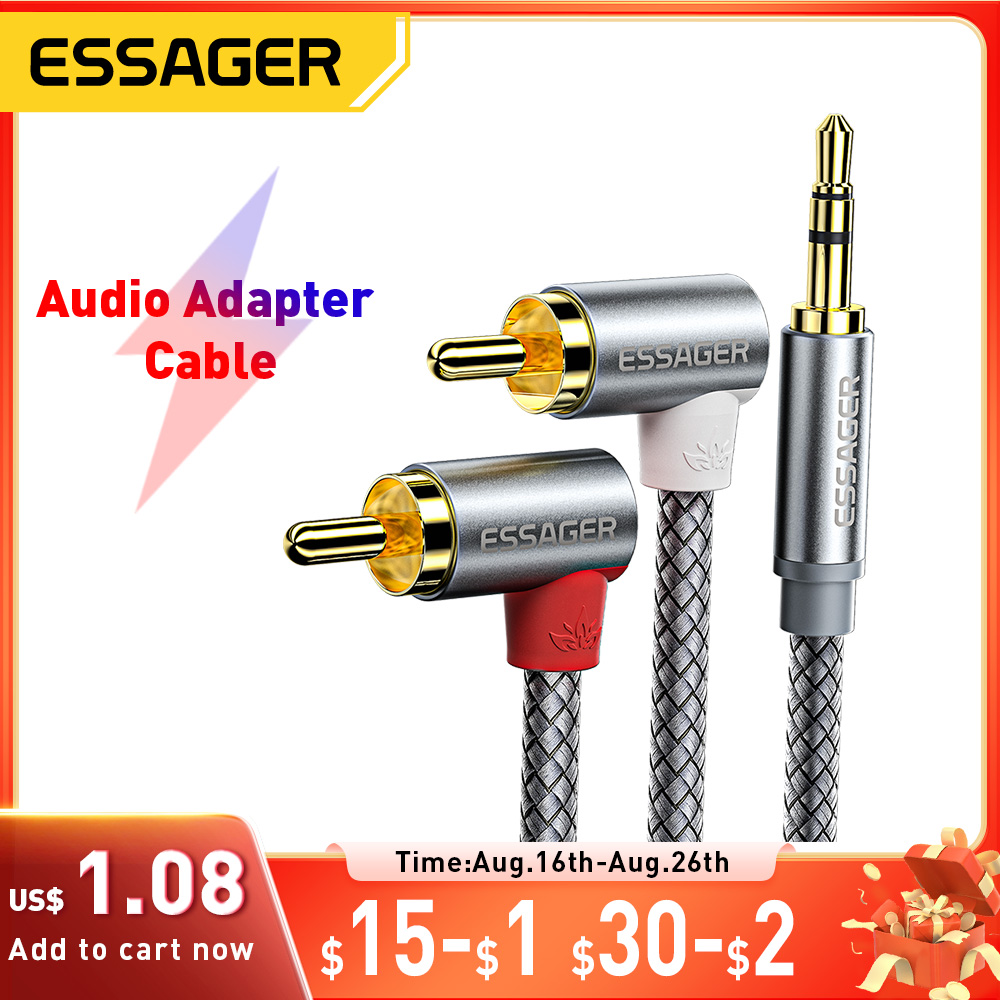 Audio Music Splitter - Essager 90 ° Ângulo rca cabo