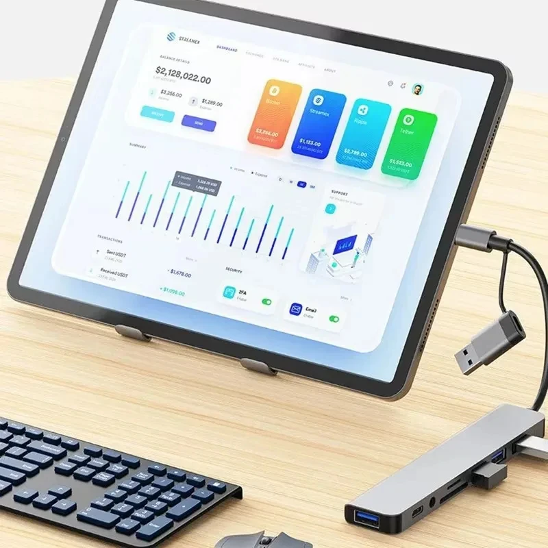 8 em 1 USB C Hub USB Splitter  - Audio Music Splitter avaliação e preço